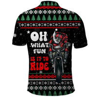 Santa And Motor Christmas Polo Shirt Xmas Holiday Patterns - Wonder Print Shop