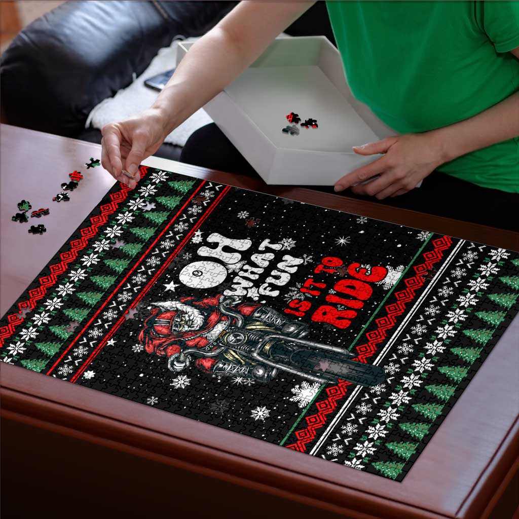 Santa And Motor Christmas Puzzle Xmas Holiday Patterns - Wonder Print Shop