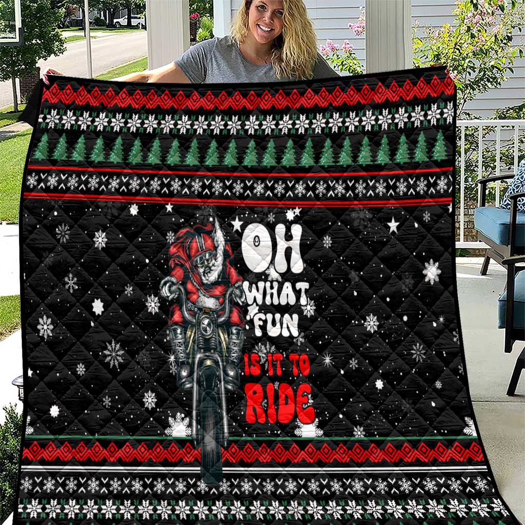 Santa And Motor Christmas Quilt Xmas Holiday Patterns - Wonder Print Shop