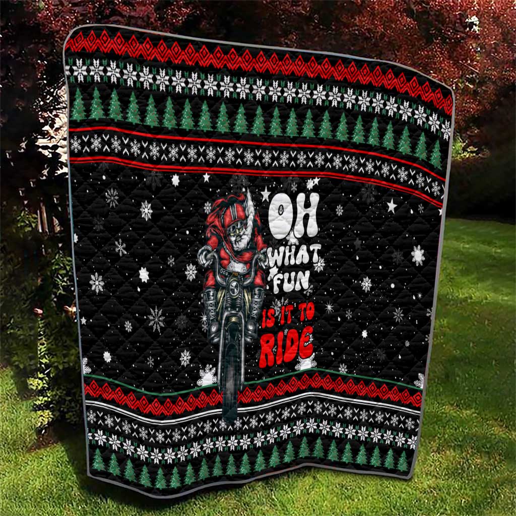 Santa And Motor Christmas Quilt Xmas Holiday Patterns - Wonder Print Shop