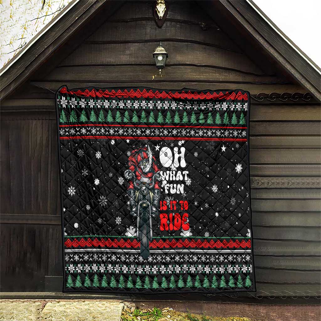 Santa And Motor Christmas Quilt Xmas Holiday Patterns - Wonder Print Shop