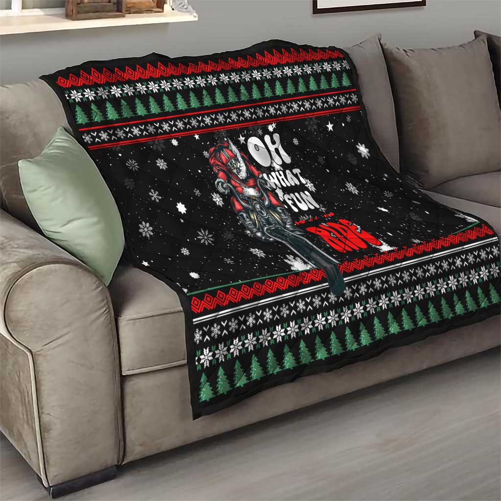 Santa And Motor Christmas Quilt Xmas Holiday Patterns - Wonder Print Shop