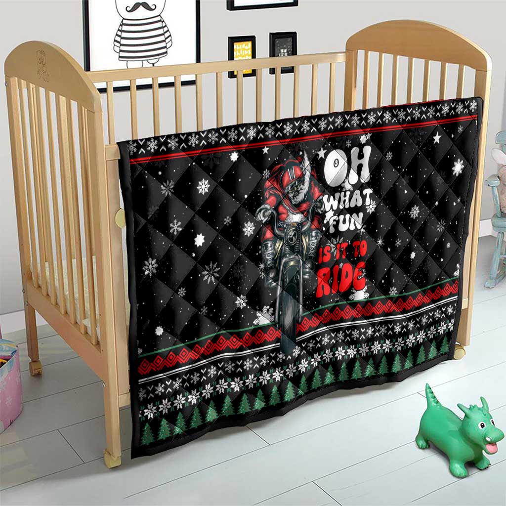 Santa And Motor Christmas Quilt Xmas Holiday Patterns - Wonder Print Shop