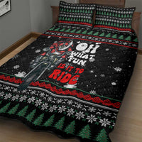 Santa And Motor Christmas Quilt Bed Set Xmas Holiday Patterns - Wonder Print Shop