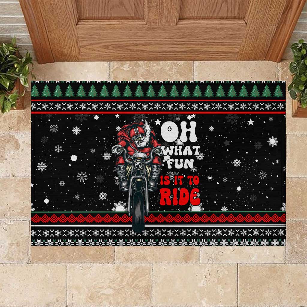 Santa And Motor Christmas Rubber Doormat Xmas Holiday Patterns - Wonder Print Shop