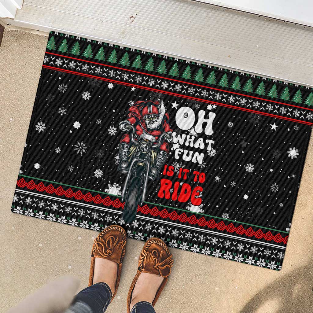 Santa And Motor Christmas Rubber Doormat Xmas Holiday Patterns - Wonder Print Shop