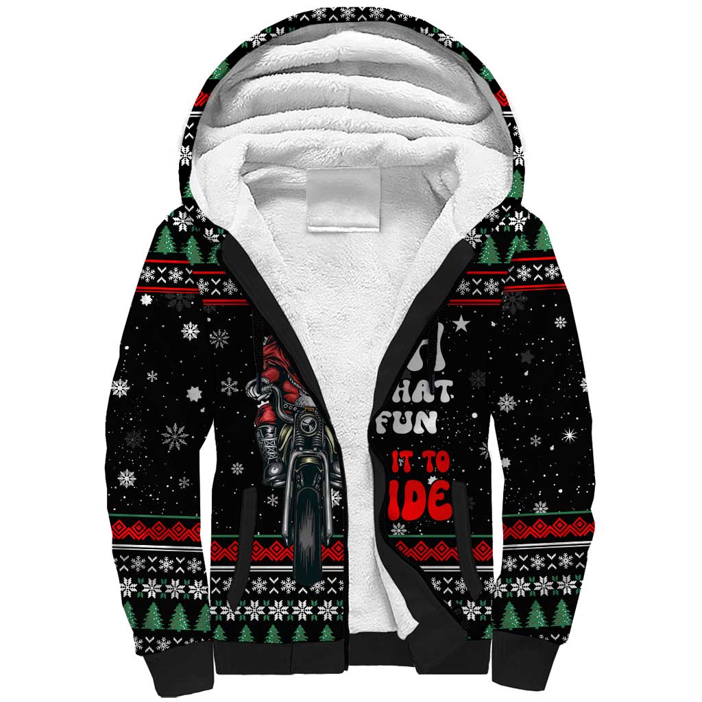 Santa And Motor Christmas Sherpa Hoodie Xmas Holiday Patterns - Wonder Print Shop