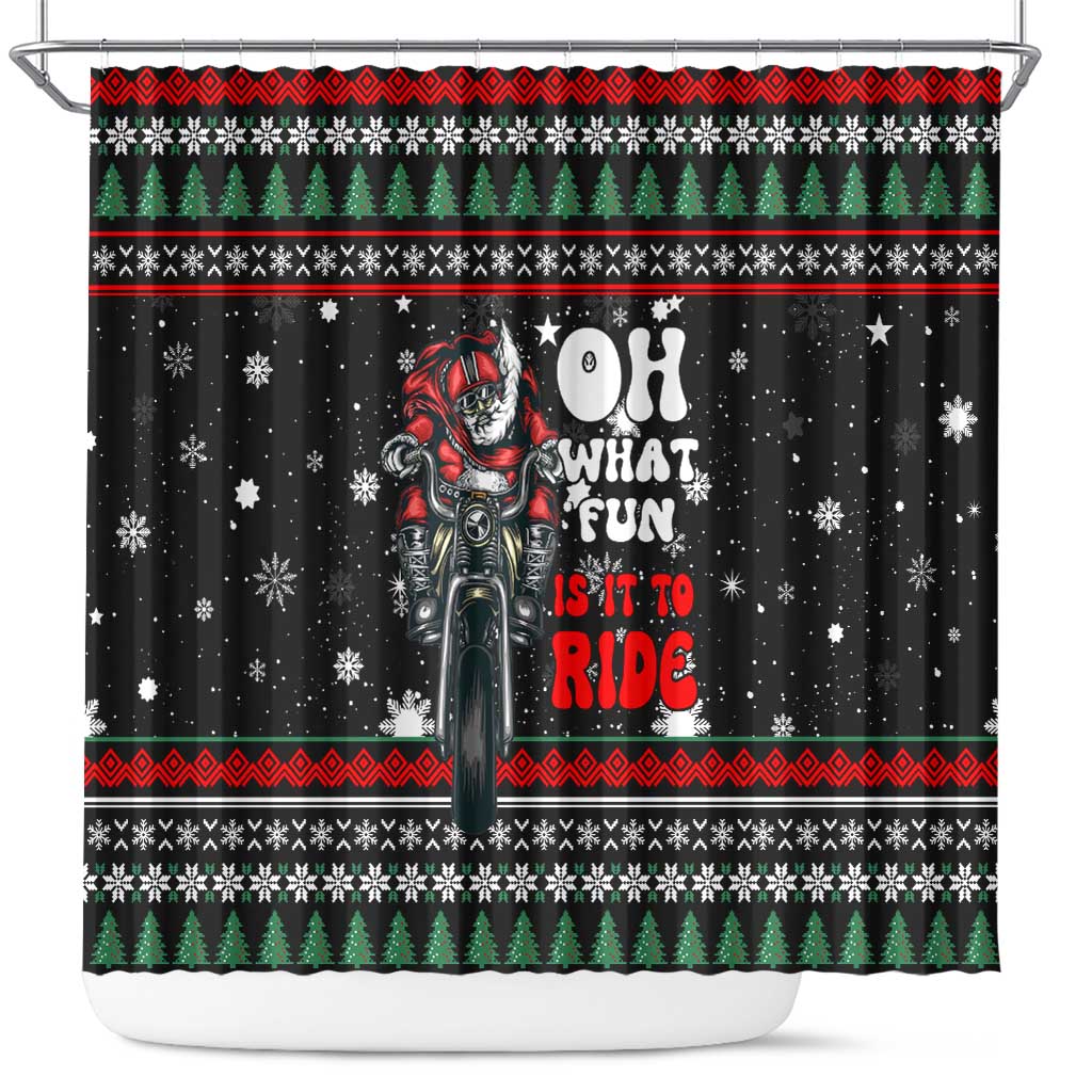 Santa And Motor Christmas Shower Curtain Xmas Holiday Patterns - Wonder Print Shop