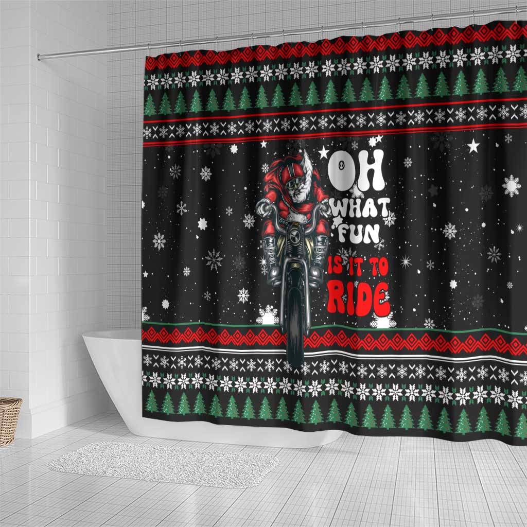 Santa And Motor Christmas Shower Curtain Xmas Holiday Patterns - Wonder Print Shop