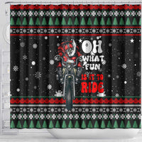Santa And Motor Christmas Shower Curtain Xmas Holiday Patterns - Wonder Print Shop