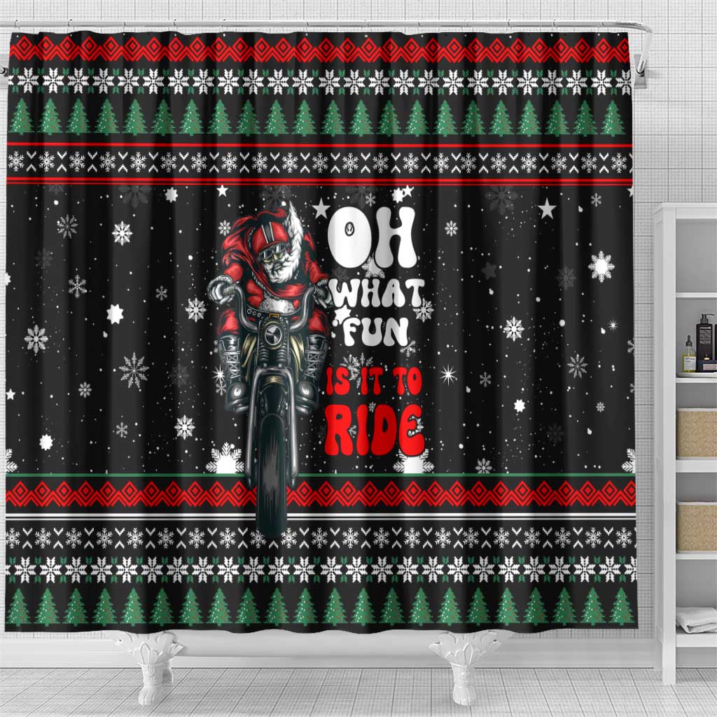 Santa And Motor Christmas Shower Curtain Xmas Holiday Patterns - Wonder Print Shop