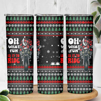Santa And Motor Christmas Skinny Tumbler Xmas Holiday Patterns - Wonder Print Shop