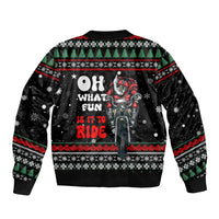 Santa And Motor Christmas Sleeve Zip Bomber Jacket Xmas Holiday Patterns - Wonder Print Shop