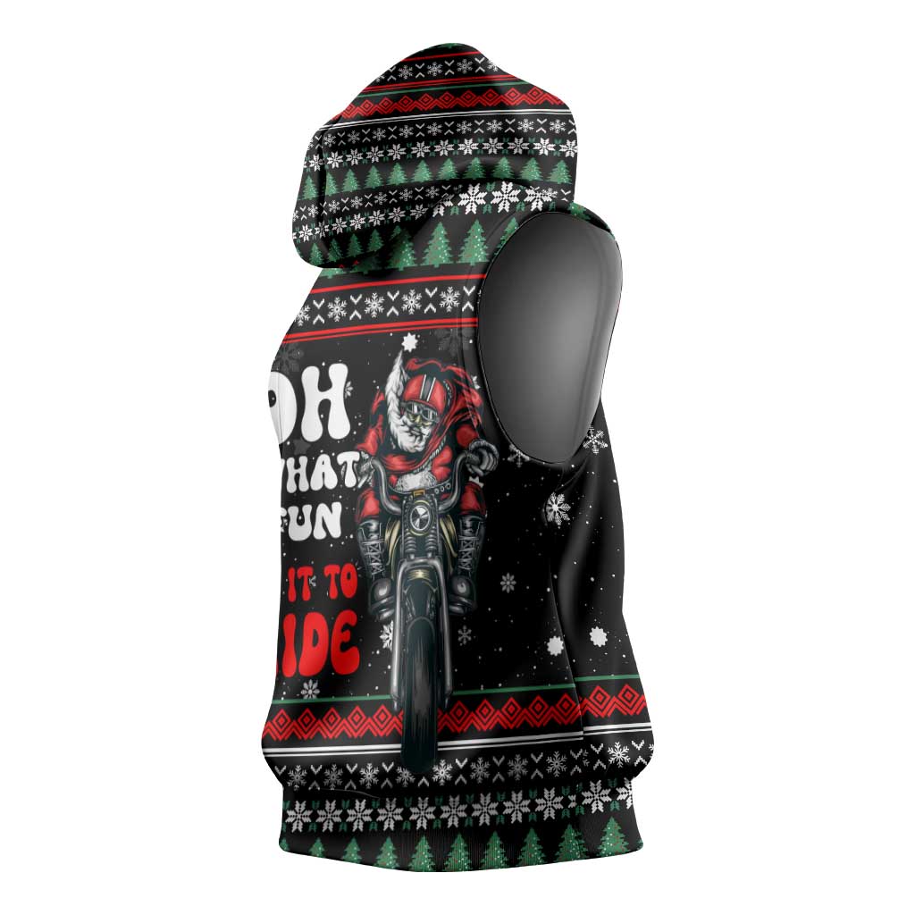 Santa And Motor Christmas Sleeveless Hoodie Xmas Holiday Patterns - Wonder Print Shop