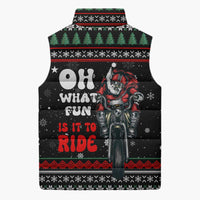 Santa And Motor Christmas Sleeveless Puffer Jacket Xmas Holiday Patterns - Wonder Print Shop