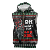 Santa And Motor Christmas Sleeveless Zip Hoodie Xmas Holiday Patterns - Wonder Print Shop