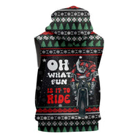 Santa And Motor Christmas Sleeveless Zip Hoodie Xmas Holiday Patterns - Wonder Print Shop