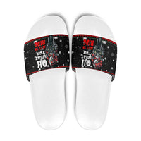 Santa And Motor Christmas Slide Sandals Xmas Holiday Patterns - Wonder Print Shop