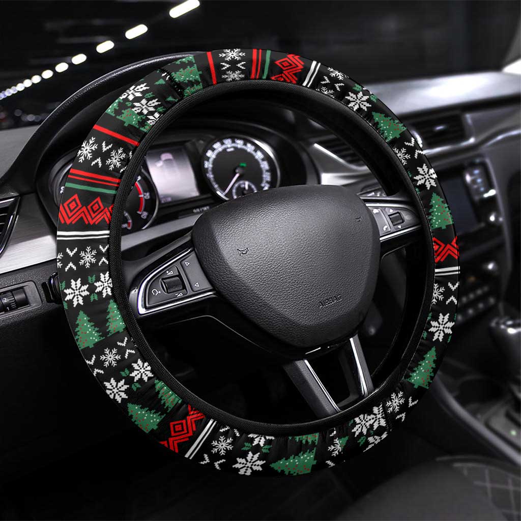 Santa And Motor Christmas Steering Wheel Cover Xmas Holiday Patterns - Wonder Print Shop