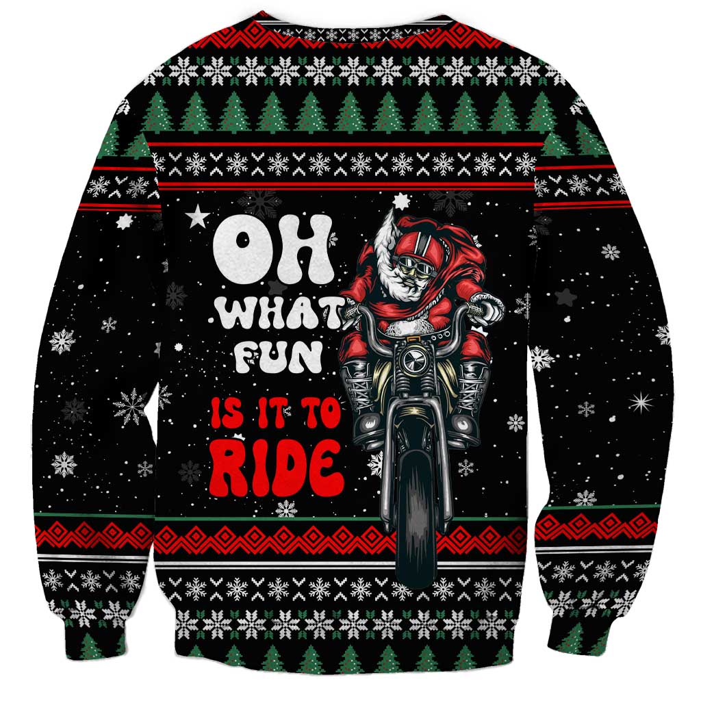 Santa And Motor Christmas Sweatshirt Xmas Holiday Patterns - Wonder Print Shop