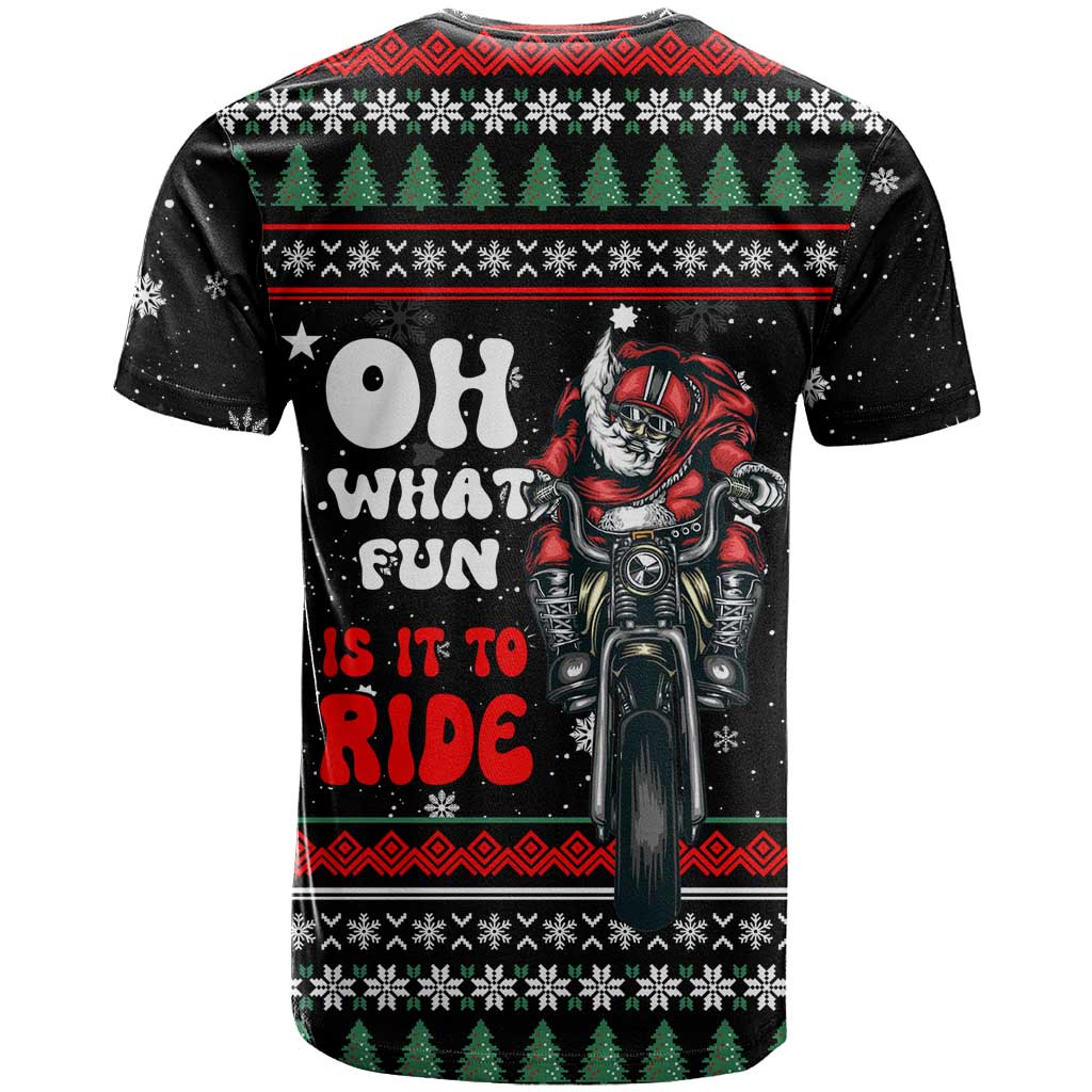 Santa And Motor Christmas T Shirt Xmas Holiday Patterns - Wonder Print Shop