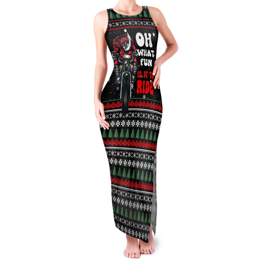 Santa And Motor Christmas Tank Maxi Dress Xmas Holiday Patterns - Wonder Print Shop
