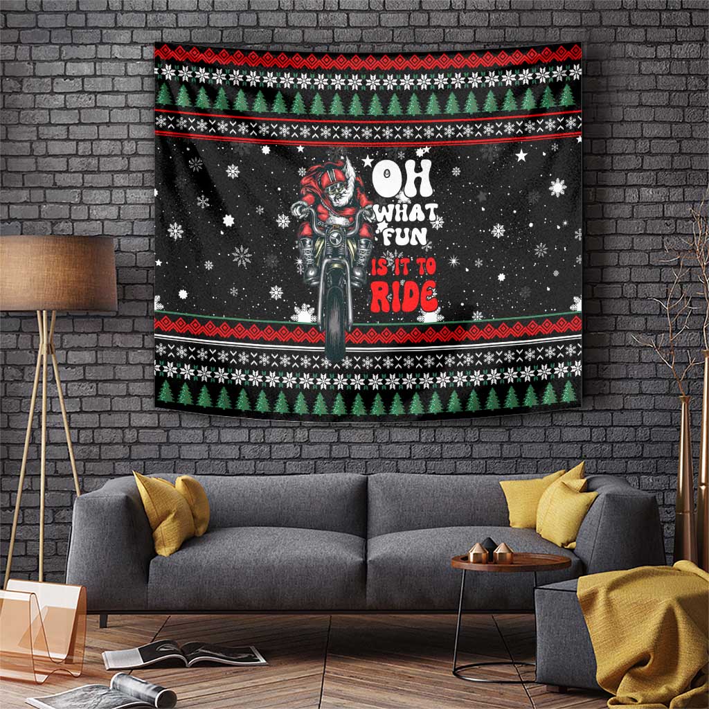 Santa And Motor Christmas Tapestry Xmas Holiday Patterns - Wonder Print Shop
