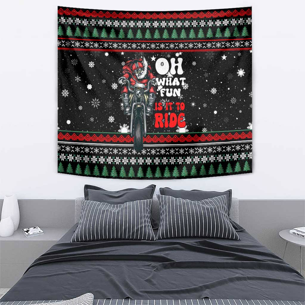 Santa And Motor Christmas Tapestry Xmas Holiday Patterns - Wonder Print Shop