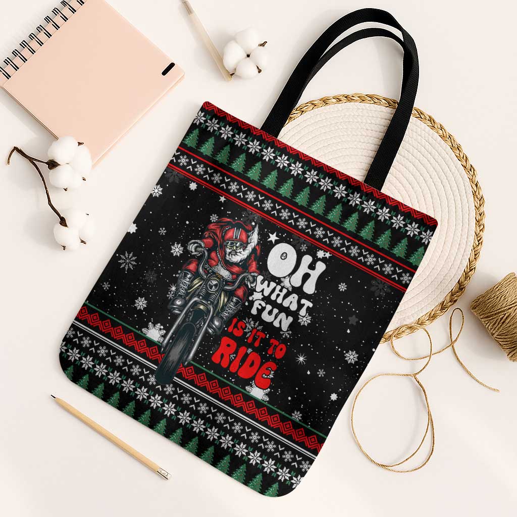 Santa And Motor Christmas Tote Bag Xmas Holiday Patterns - Wonder Print Shop