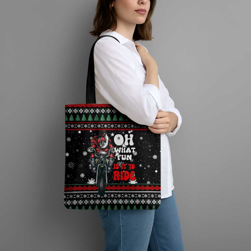 Santa And Motor Christmas Tote Bag Xmas Holiday Patterns - Wonder Print Shop