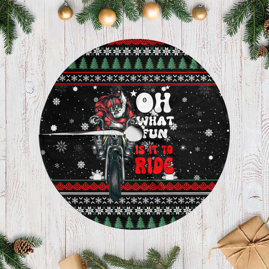 Santa And Motor Christmas Tree Skirt Xmas Holiday Patterns - Wonder Print Shop