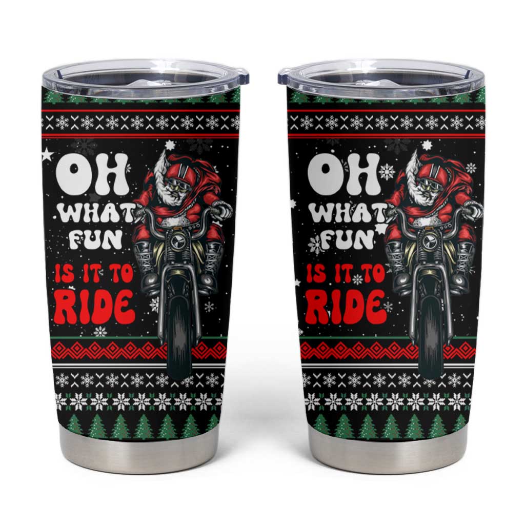 Santa And Motor Christmas Tumbler Cup Xmas Holiday Patterns - Wonder Print Shop
