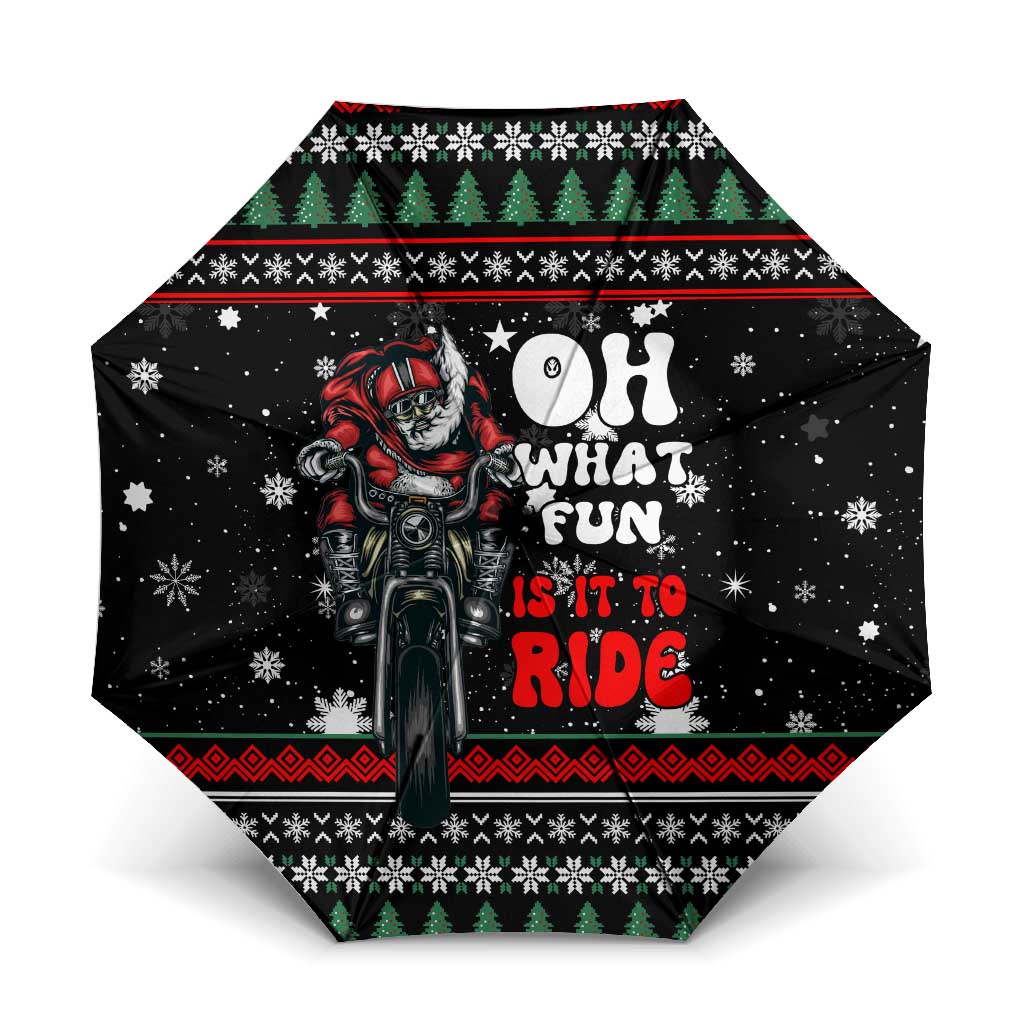 Santa And Motor Christmas Umbrella Xmas Holiday Patterns - Wonder Print Shop