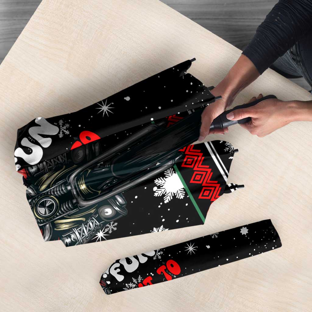 Santa And Motor Christmas Umbrella Xmas Holiday Patterns - Wonder Print Shop