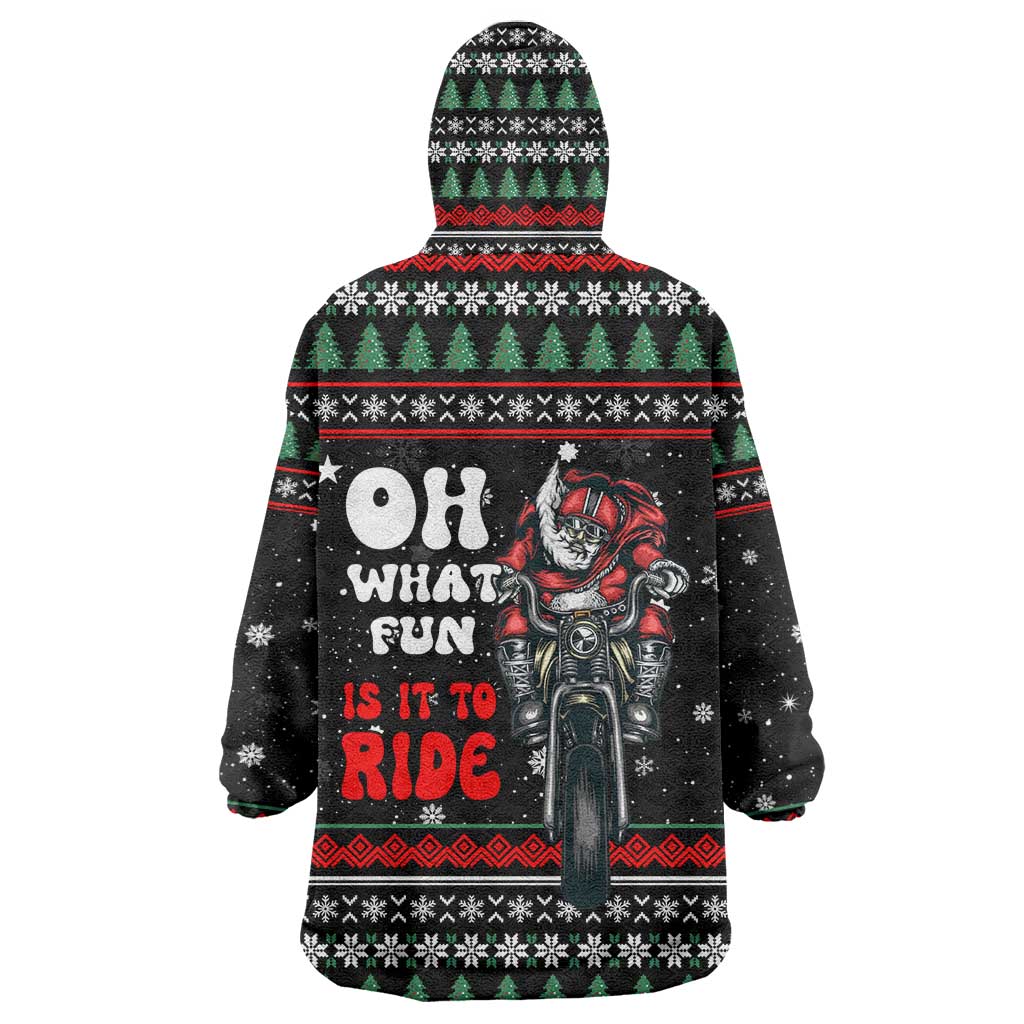 Santa And Motor Christmas Wearable Blanket Hoodie Xmas Holiday Patterns - Wonder Print Shop