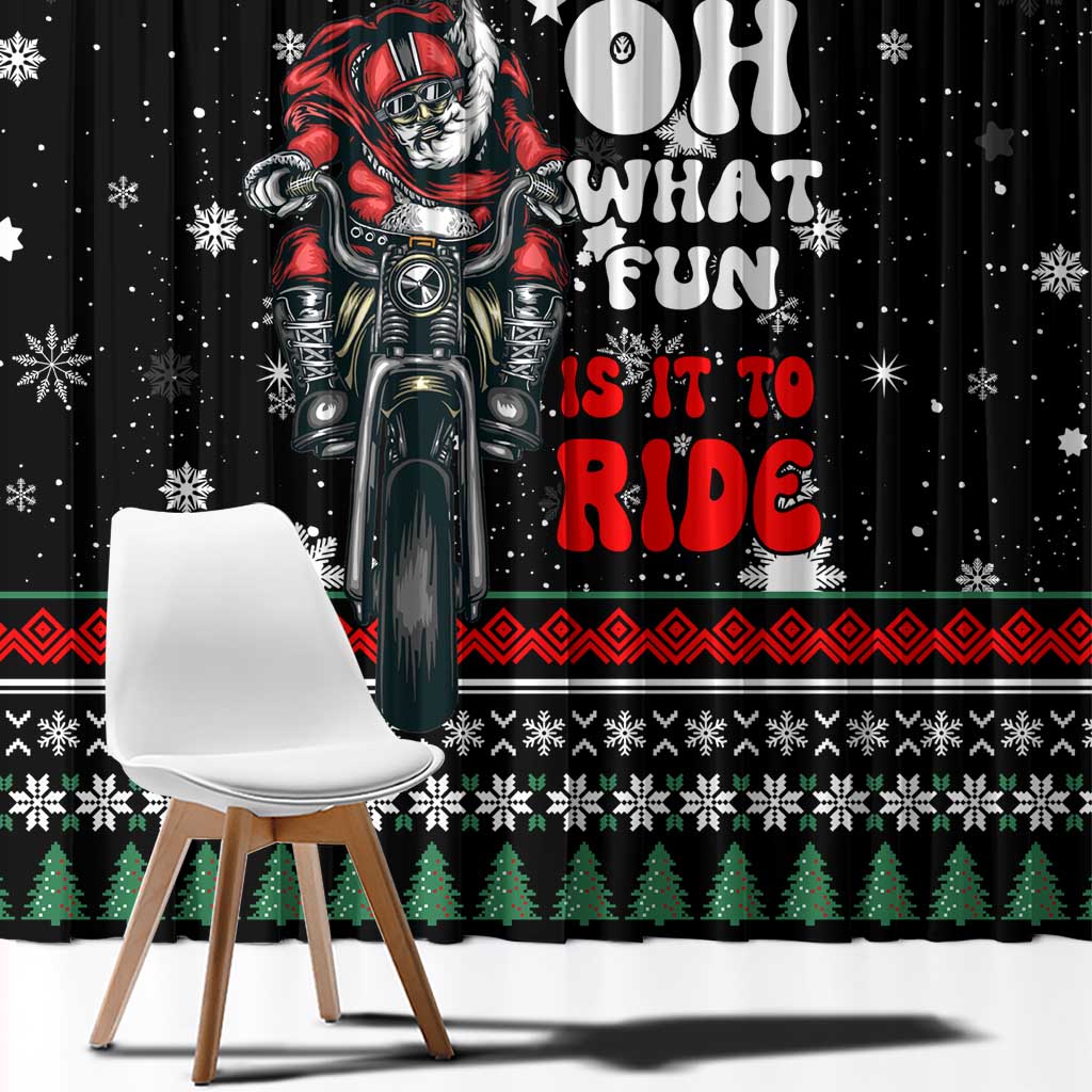 Santa And Motor Christmas Window Curtain Xmas Holiday Patterns - Wonder Print Shop