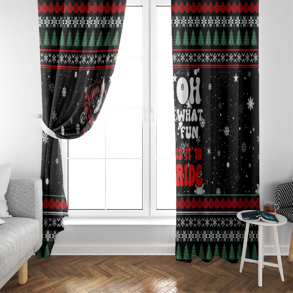 Santa And Motor Christmas Window Curtain Xmas Holiday Patterns - Wonder Print Shop