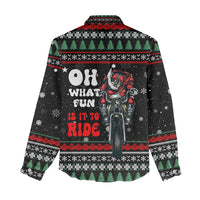 Santa And Motor Christmas Women Casual Shirt Xmas Holiday Patterns - Wonder Print Shop