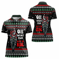 Santa And Motor Christmas Women Polo Shirt Xmas Holiday Patterns - Wonder Print Shop