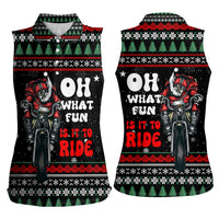 Santa And Motor Christmas Women Sleeveless Polo Shirt Xmas Holiday Patterns - Wonder Print Shop