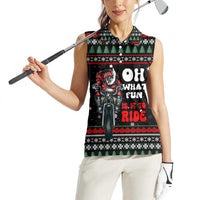 Santa And Motor Christmas Women Sleeveless Polo Shirt Xmas Holiday Patterns - Wonder Print Shop