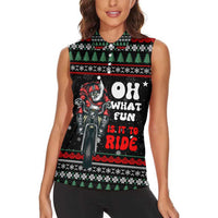 Santa And Motor Christmas Women Sleeveless Polo Shirt Xmas Holiday Patterns - Wonder Print Shop