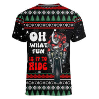 Santa And Motor Christmas Women V-Neck T-Shirt Xmas Holiday Patterns - Wonder Print Shop