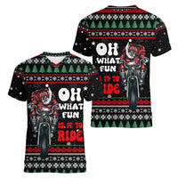Santa And Motor Christmas Women V-Neck T-Shirt Xmas Holiday Patterns - Wonder Print Shop