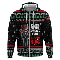 Santa And Motor Christmas Zip Hoodie Xmas Holiday Patterns - Wonder Print Shop