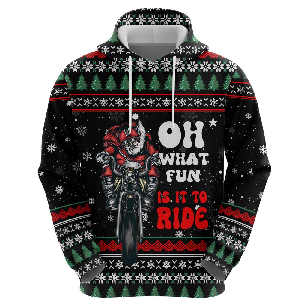 Santa And Motor Christmas Zip Hoodie Xmas Holiday Patterns - Wonder Print Shop