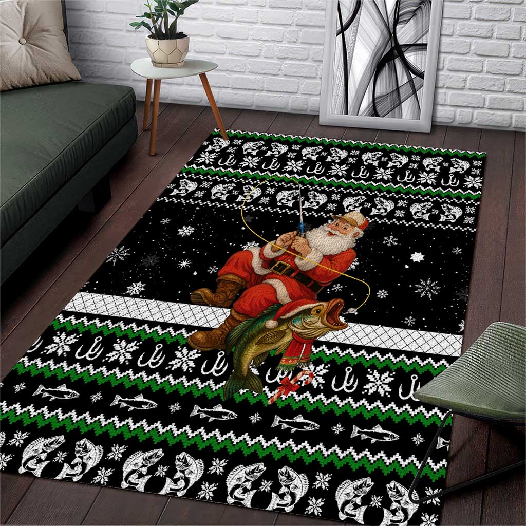 Santa Claus Fishing Christmas Area Rug Xmas Holiday Patterns - Wonder Print Shop