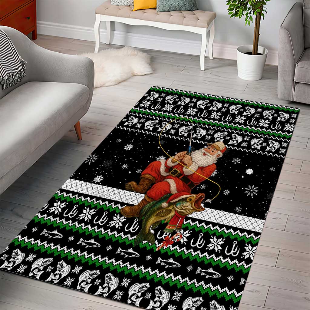 Santa Claus Fishing Christmas Area Rug Xmas Holiday Patterns - Wonder Print Shop