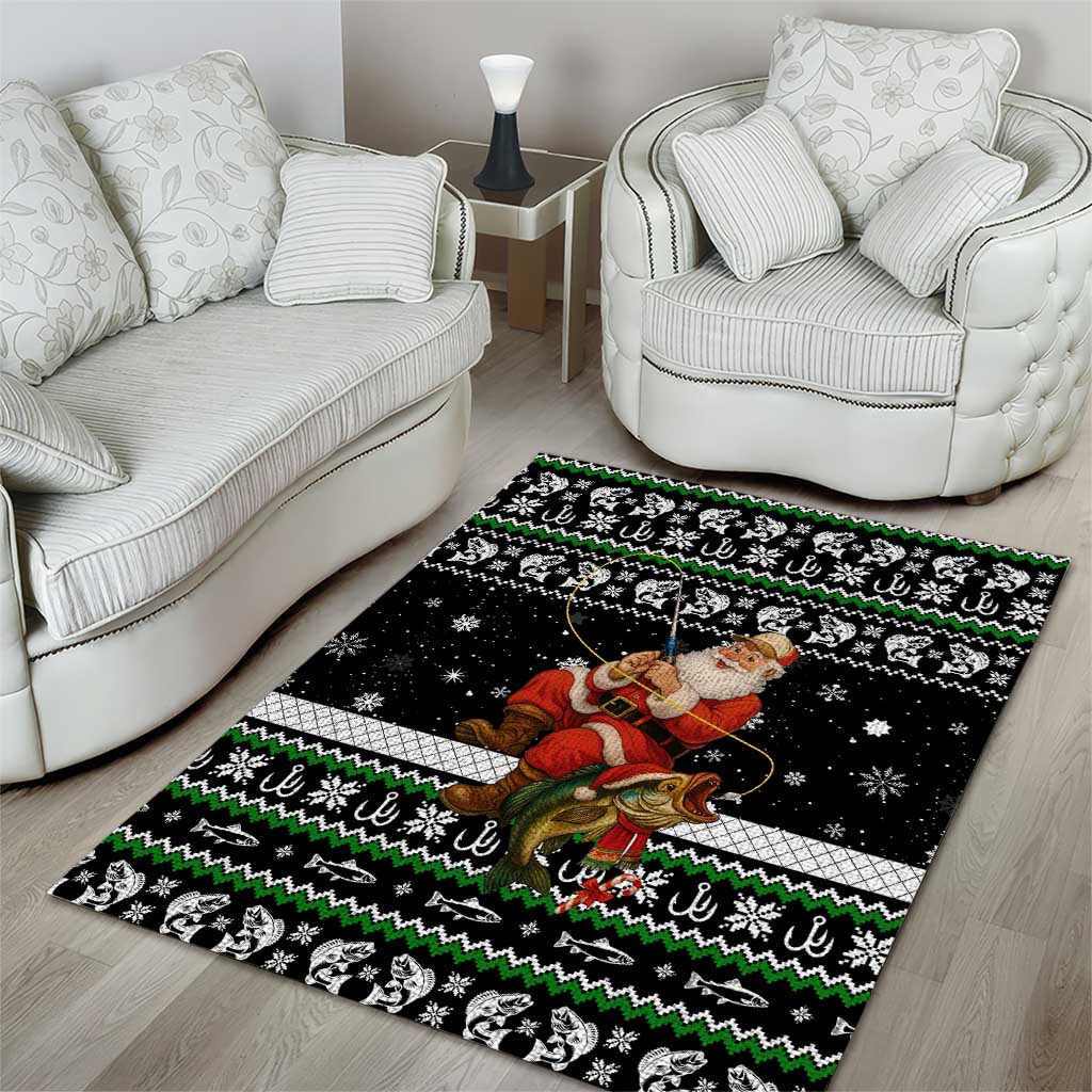 Santa Claus Fishing Christmas Area Rug Xmas Holiday Patterns - Wonder Print Shop