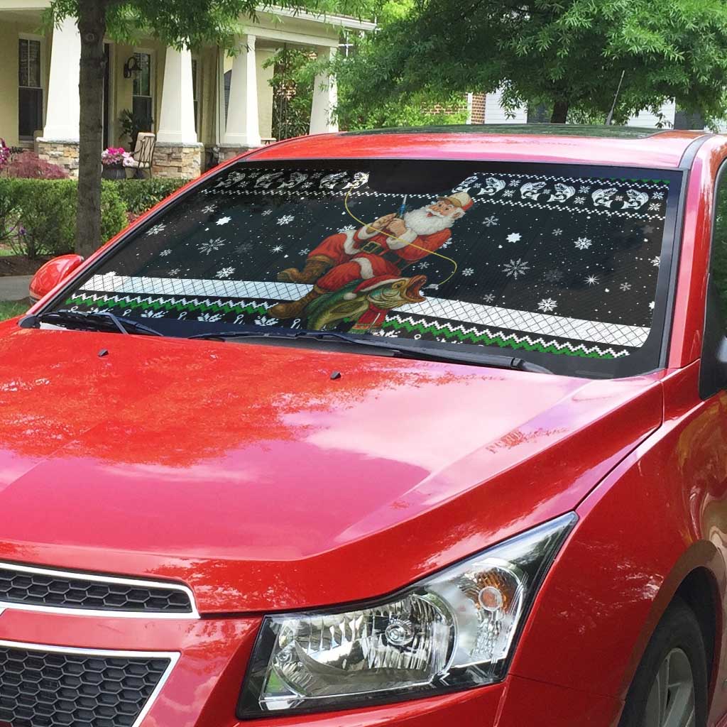 Santa Claus Fishing Christmas Auto Sun Shade Xmas Holiday Patterns - Wonder Print Shop